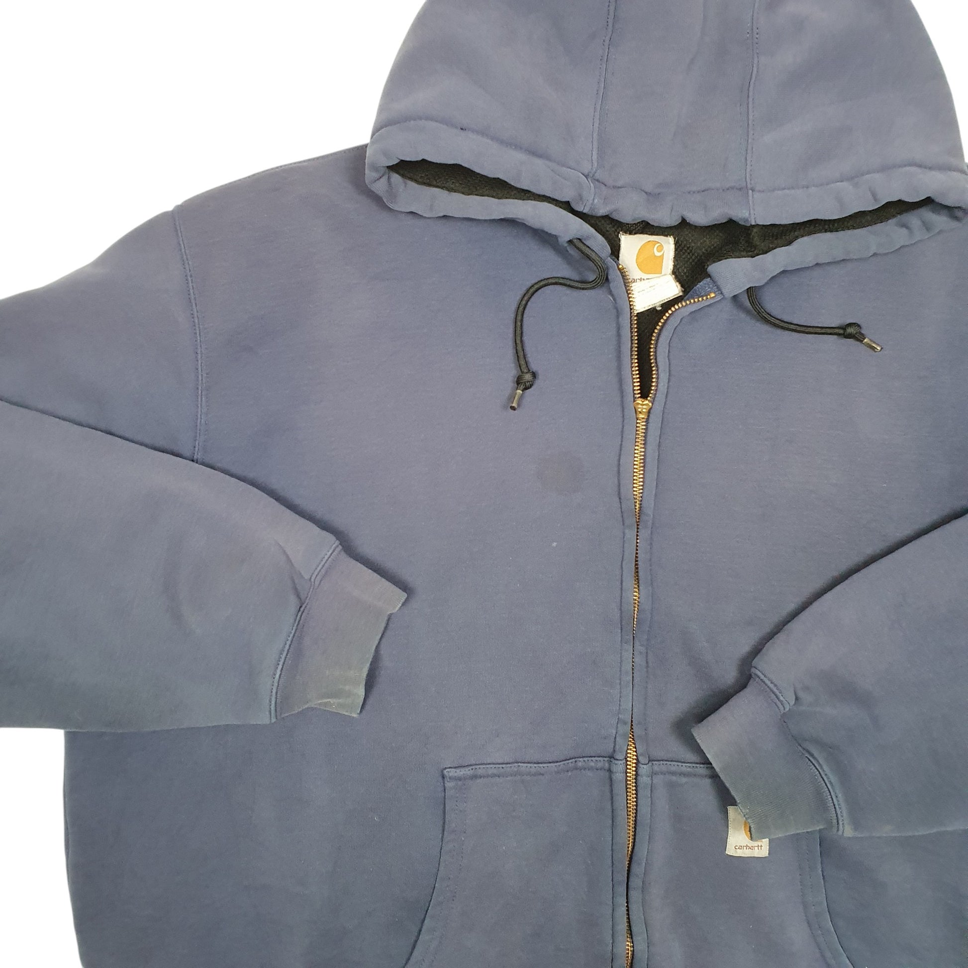 Mens Navy Carhartt Hoodie Thermal Lined Workwear Full Zip Jumper