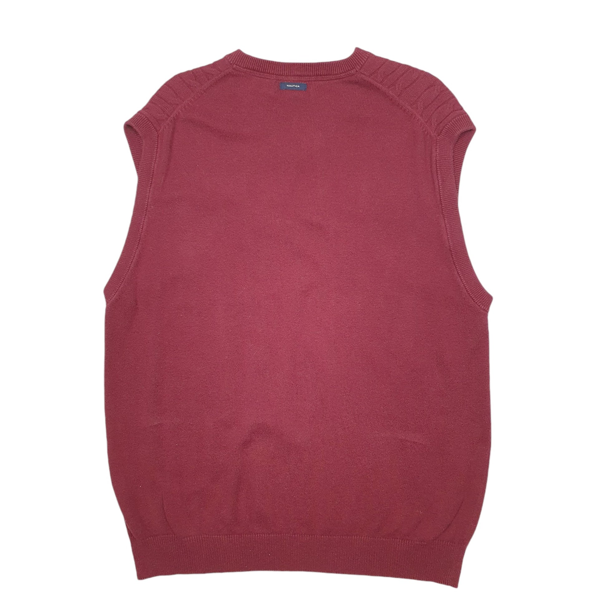 Mens Burgundy Nautica Knit Tank Top Jumper