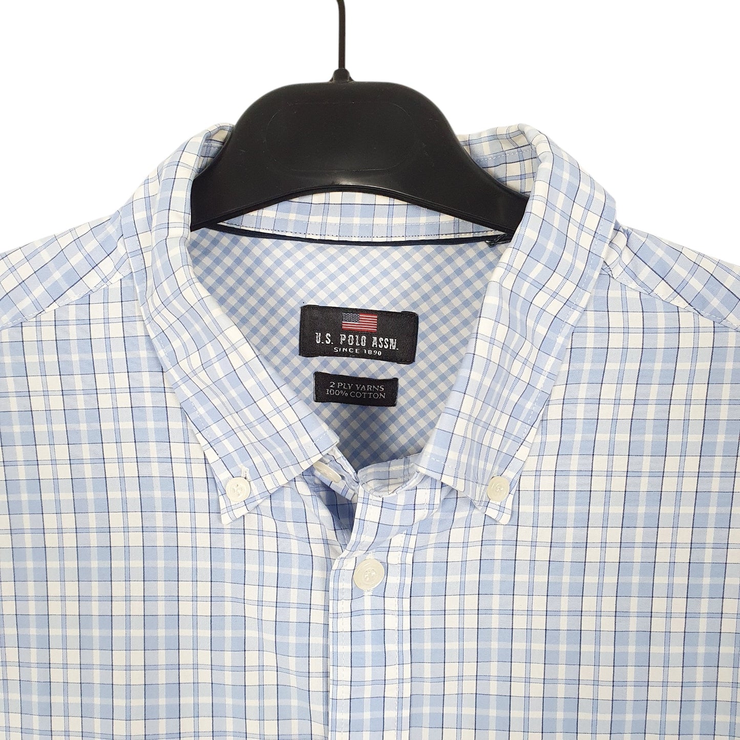 Mens Blue U.S. Polo Assn. 2 Ply Yarns Short Sleeve Shirt