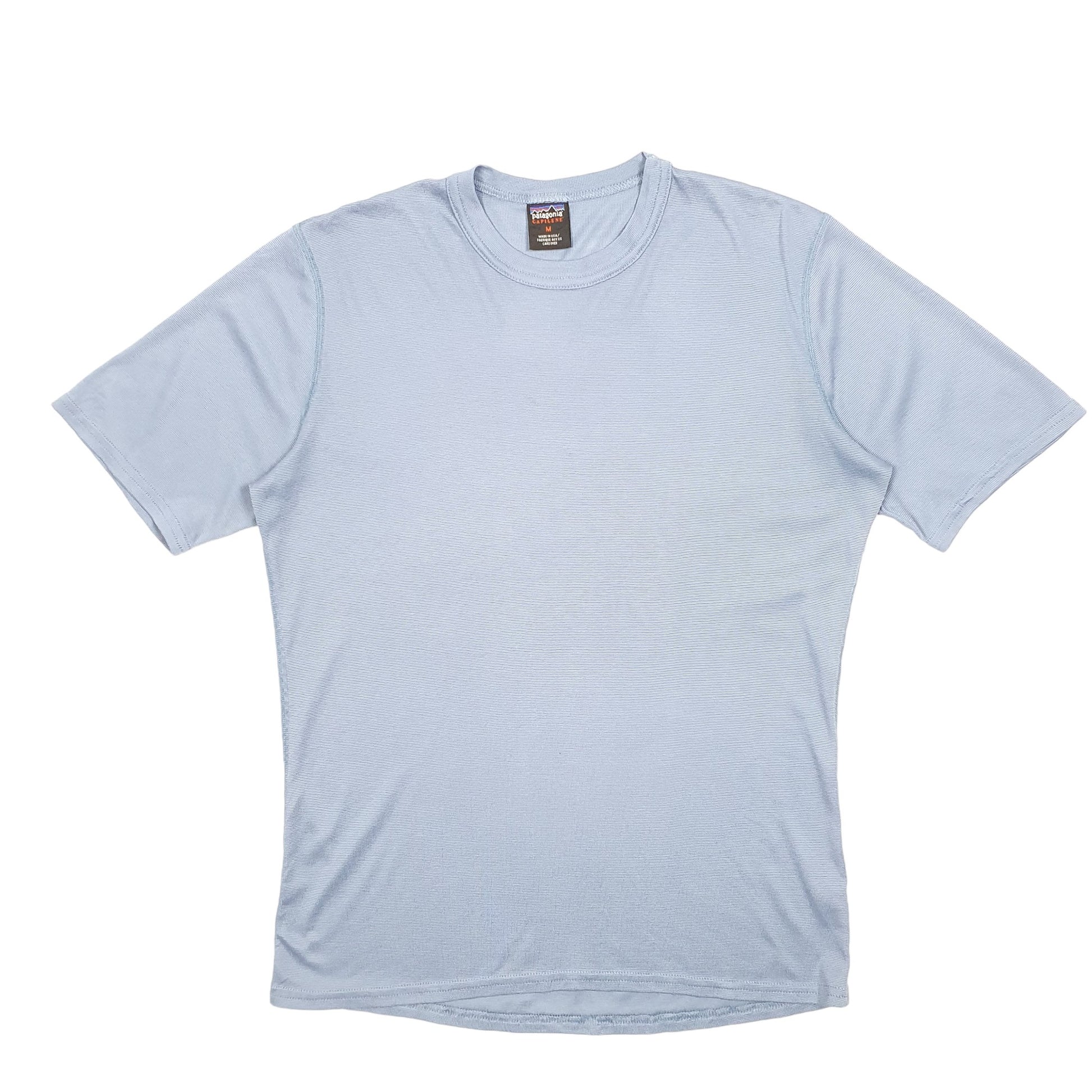 Mens Blue Patagonia Capilene Active Workout Hiking Made In USA Short Sleeve T Shirt