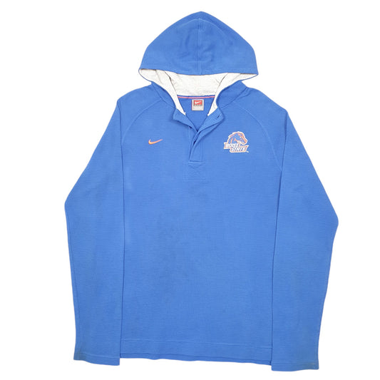 Mens Blue Nike Boise State Vintage Team 2000s Y2K Waffle Hoodie Jumper