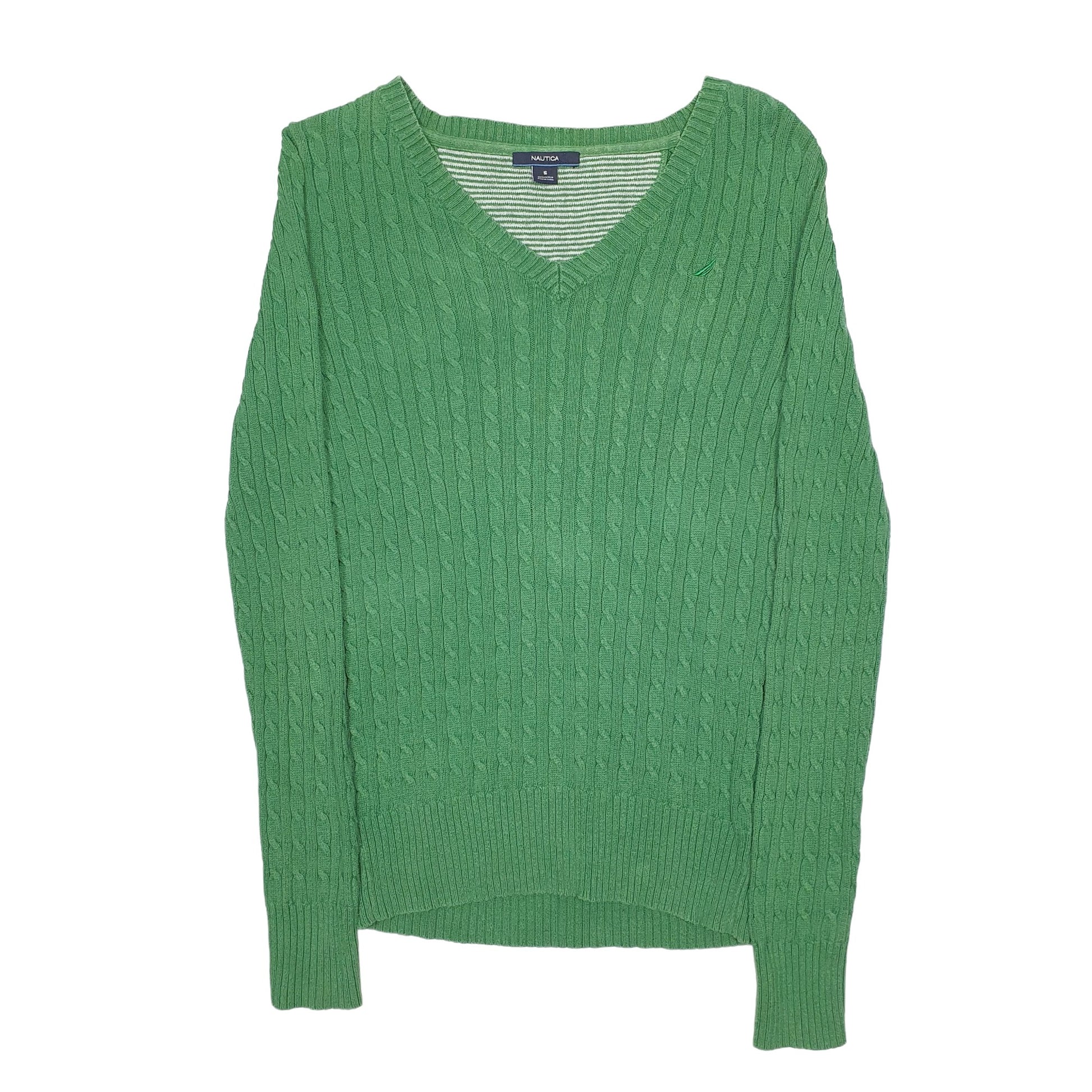 Womens Green Nautica Knit Crewneck Jumper