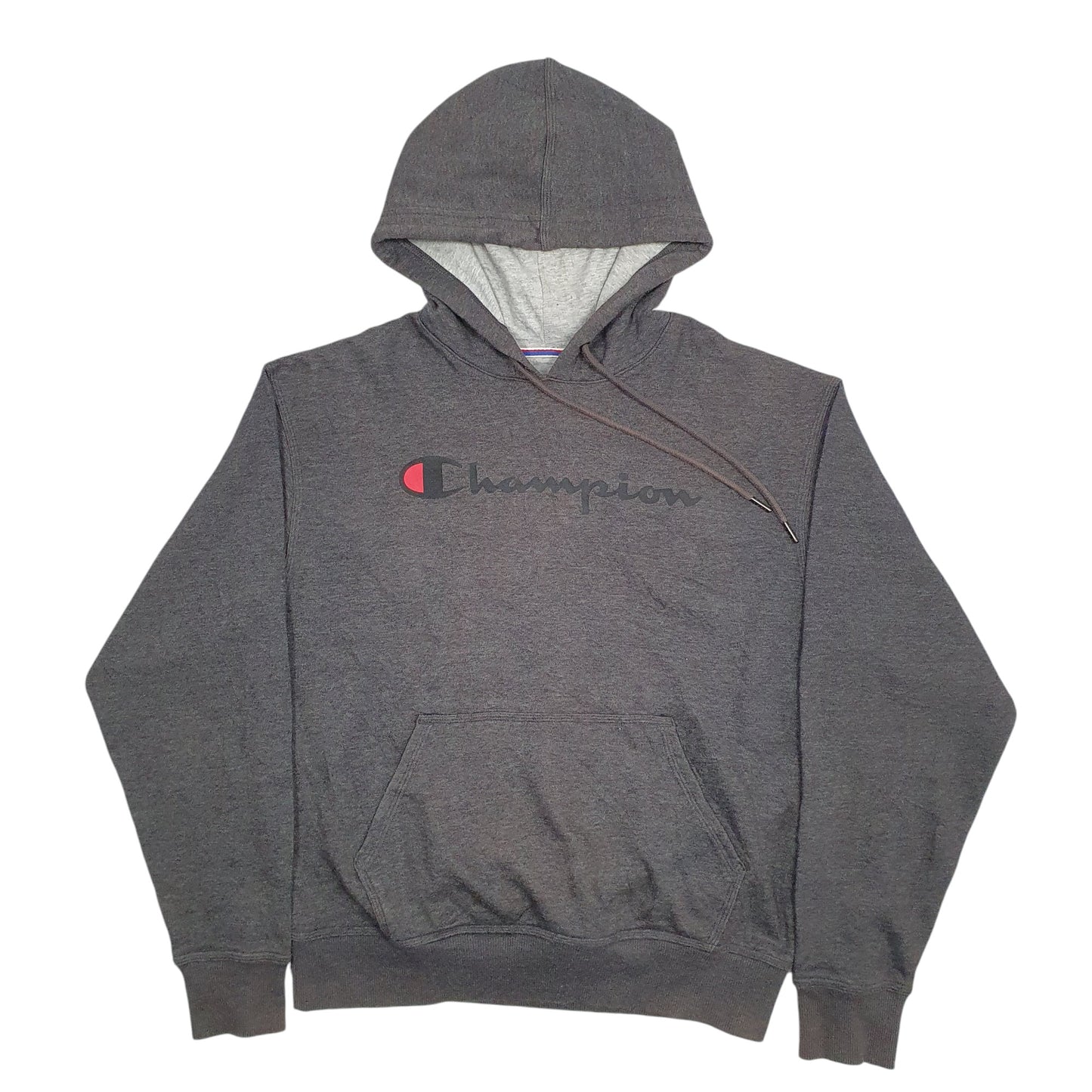 Mens Grey Champion Spellout Hoodie Jumper