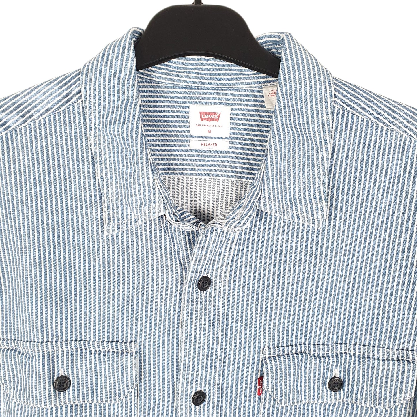Mens Blue Levis Railroad Hickory Work Relaxed Long Sleeve Shirt