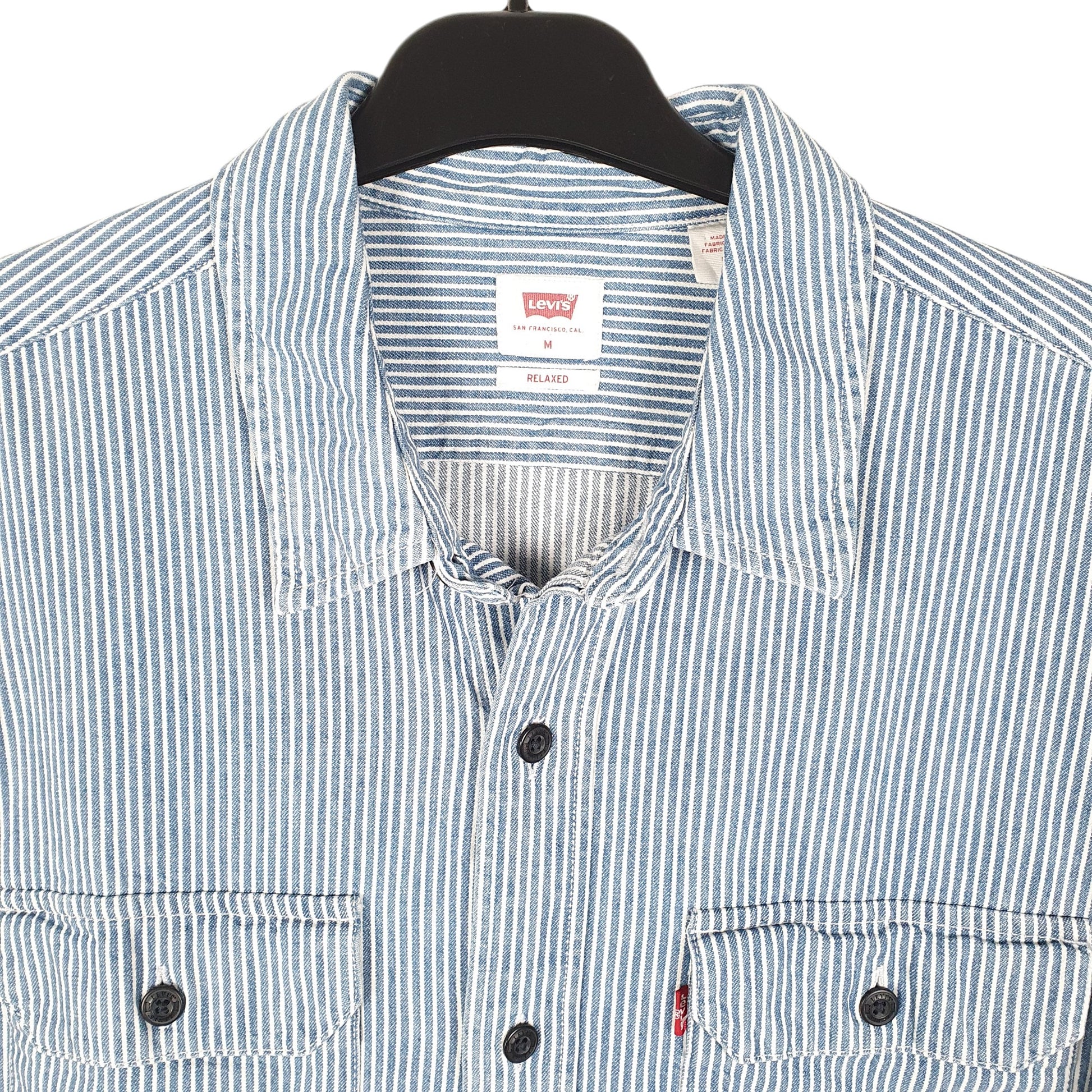Mens Blue Levis Railroad Hickory Work Relaxed Long Sleeve Shirt