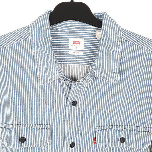 Mens Blue Levis Railroad Hickory Work Relaxed Long Sleeve Shirt
