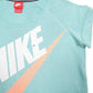 Womens Green Nike Short Sleeve Sweat Swoosh Spellout Jogging Crewneck Jumper