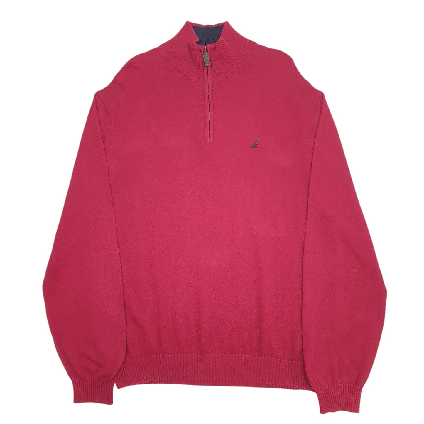 Mens Burgundy Nautica Knit Quarter Zip Jumper