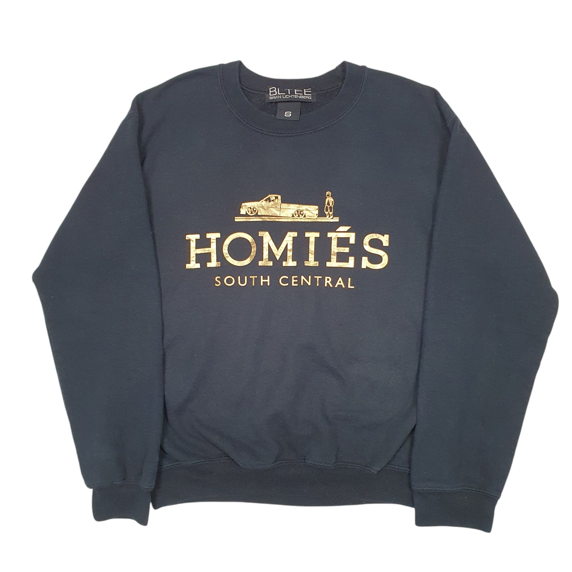 Mens Black Brian Lichtenberg Homies South Central Spellout Made In USA Crewneck Jumper