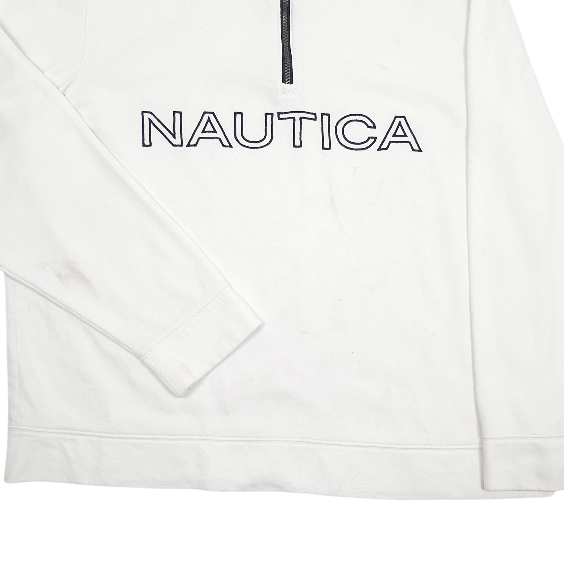Mens White Nautica Spellout Quarter Zip Jumper
