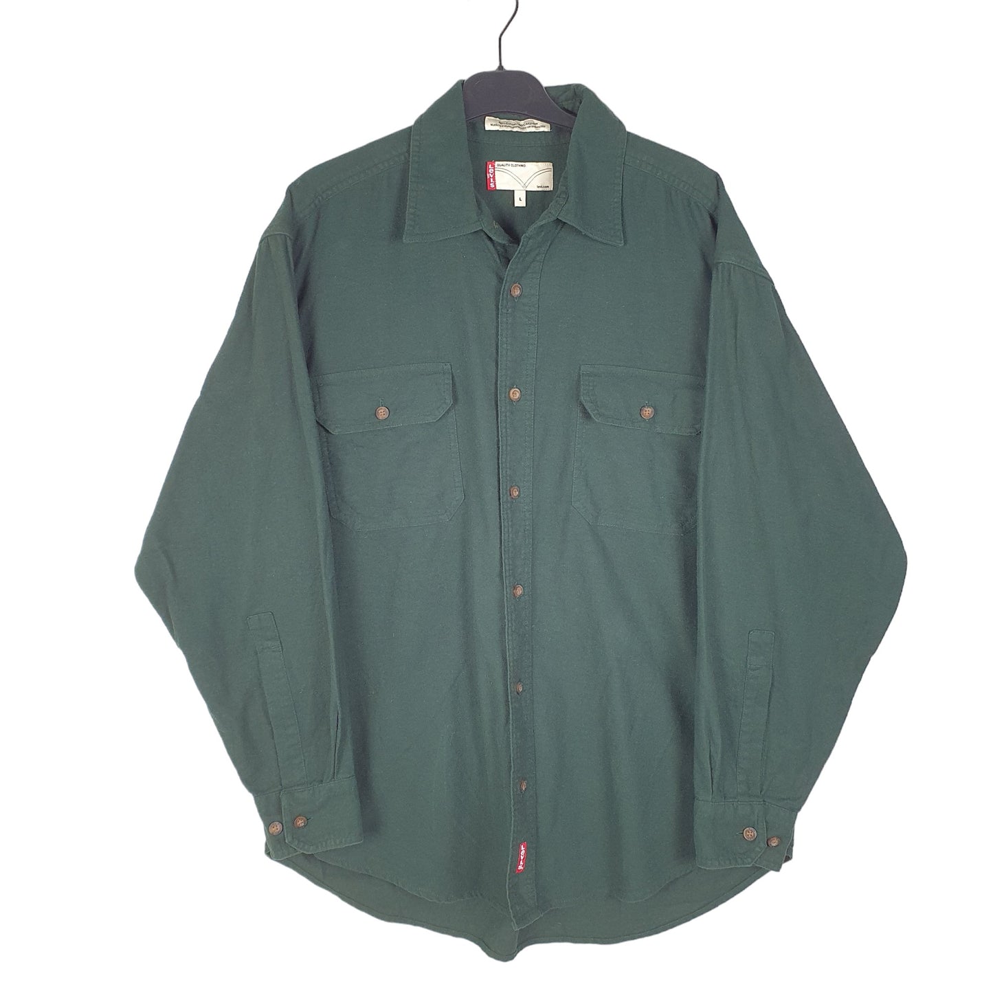 Mens Green Levis Flannel Overshirt Shacket Chamois Long Sleeve Shirt