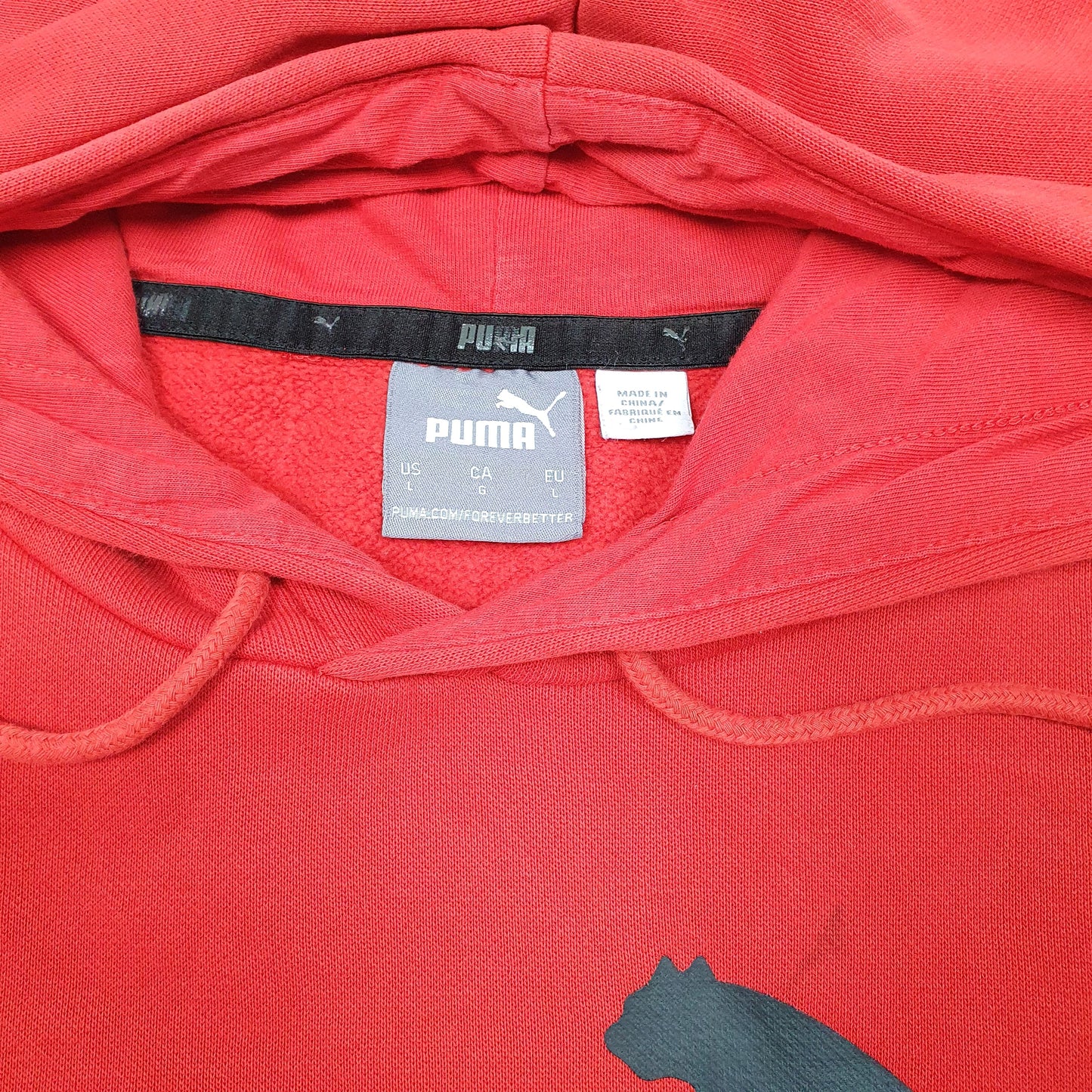 Mens Red Puma Spellout Hoodie Jumper