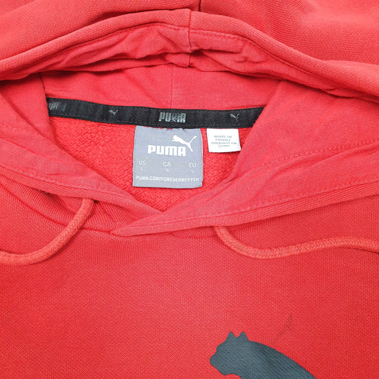 Mens Red Puma Spellout Hoodie Jumper