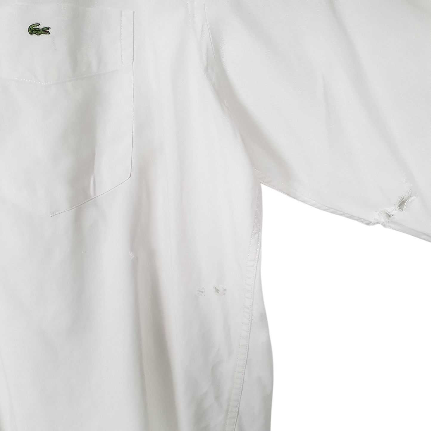 Mens White Lacoste  Long Sleeve Shirt