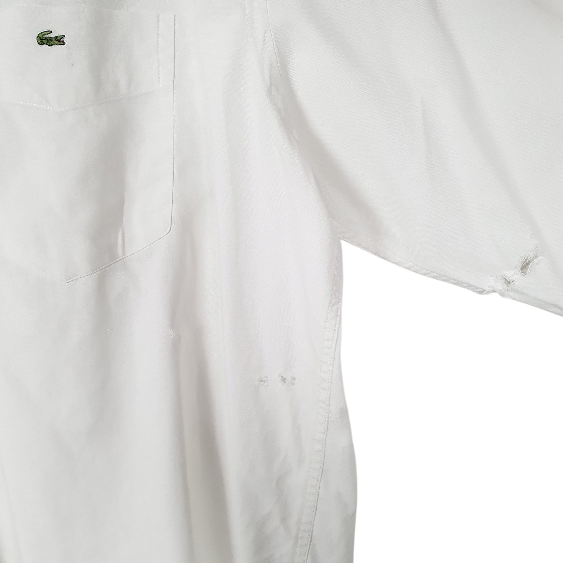 Mens White Lacoste  Long Sleeve Shirt