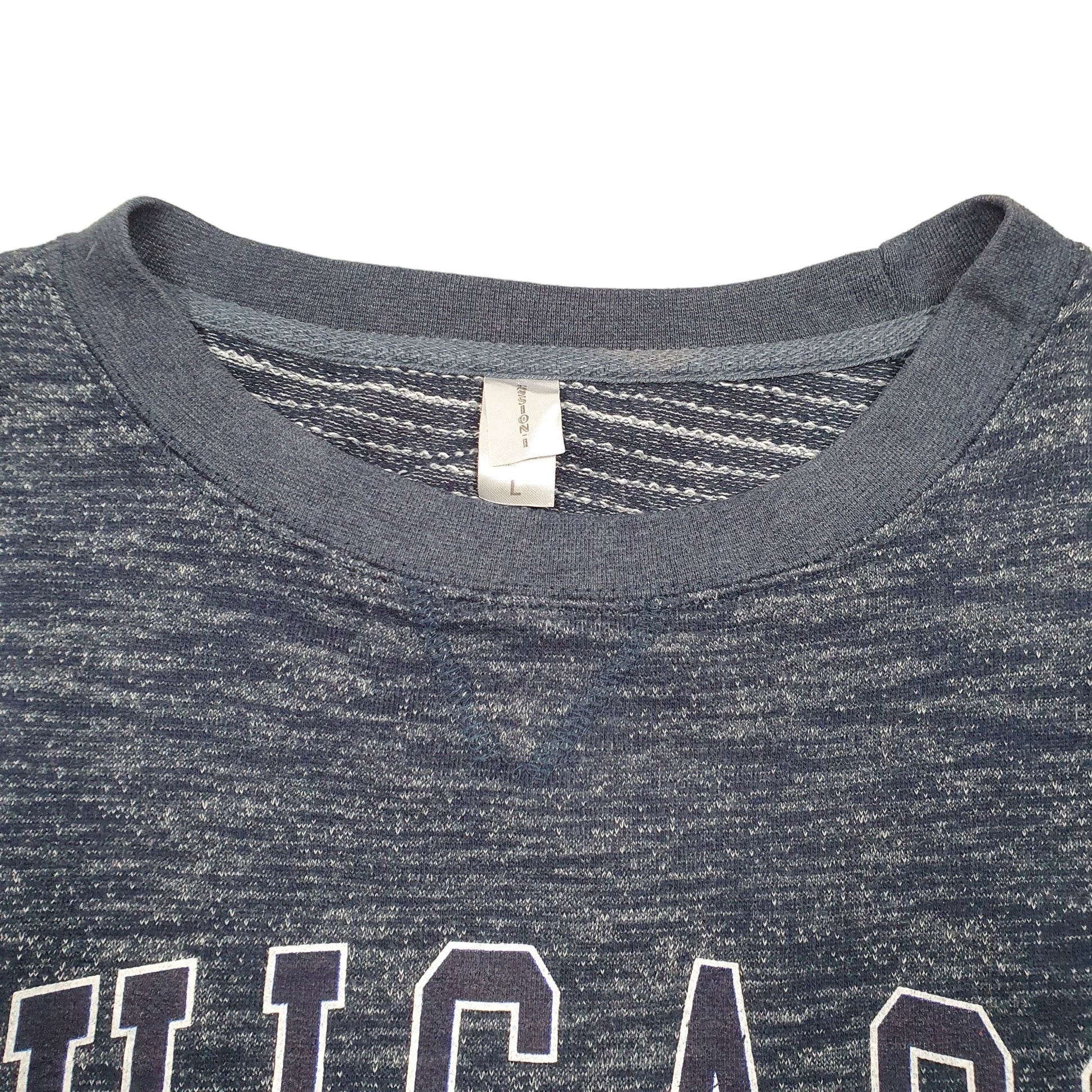 Mens Navy Passioni Chicago Illinois USA Spellout Crewneck Jumper