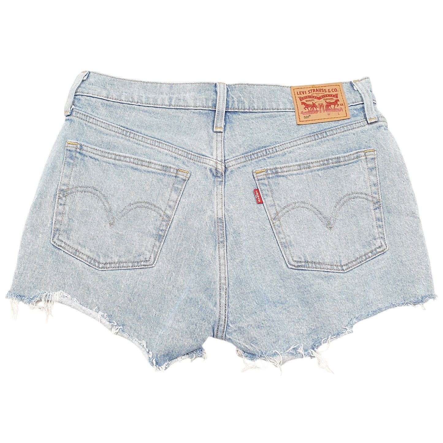 Womens Blue Levis 501 Jorts Hot Pants Disressed Denim Shorts