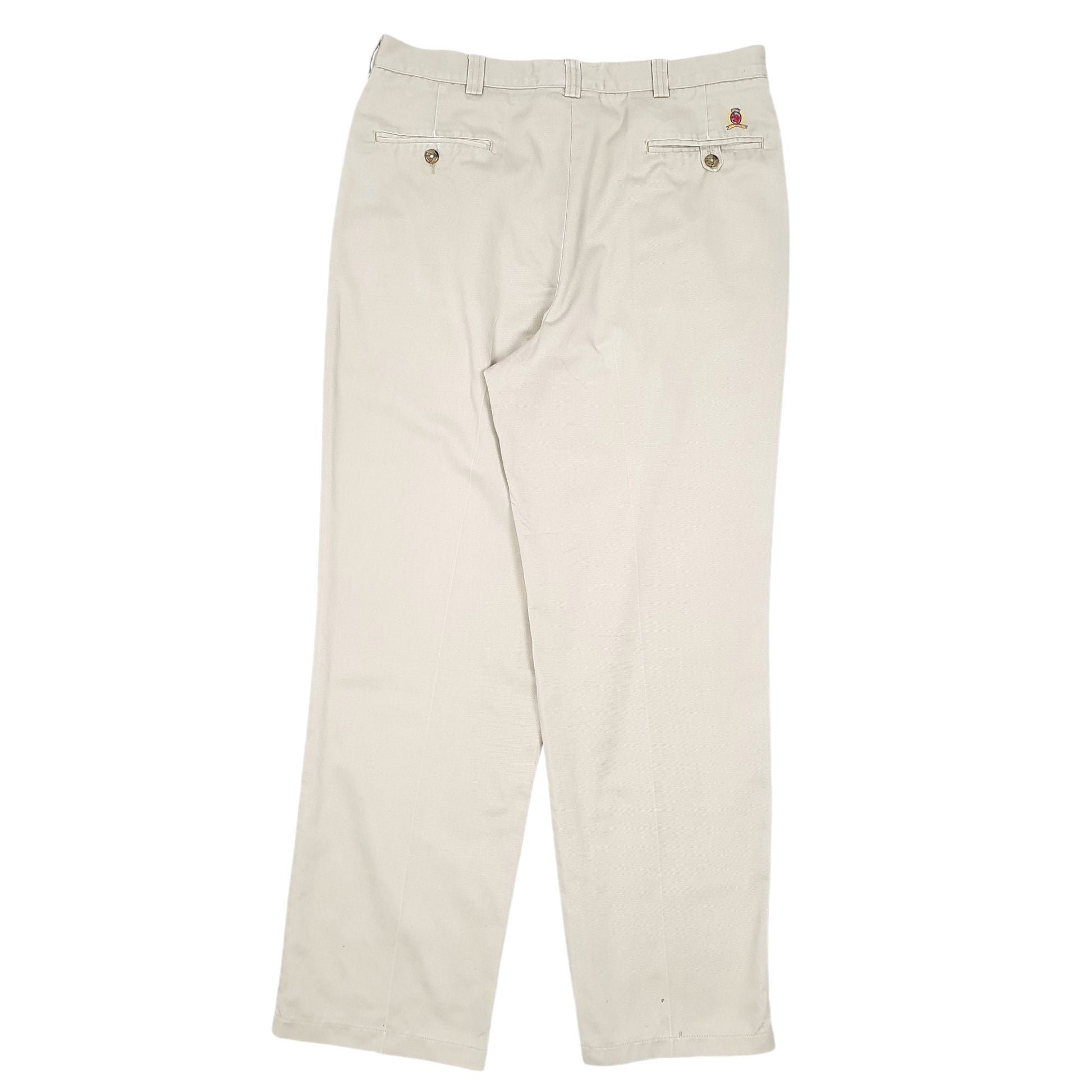 Mens Beige Tommy Hilfiger Double Pleated Chino Trousers