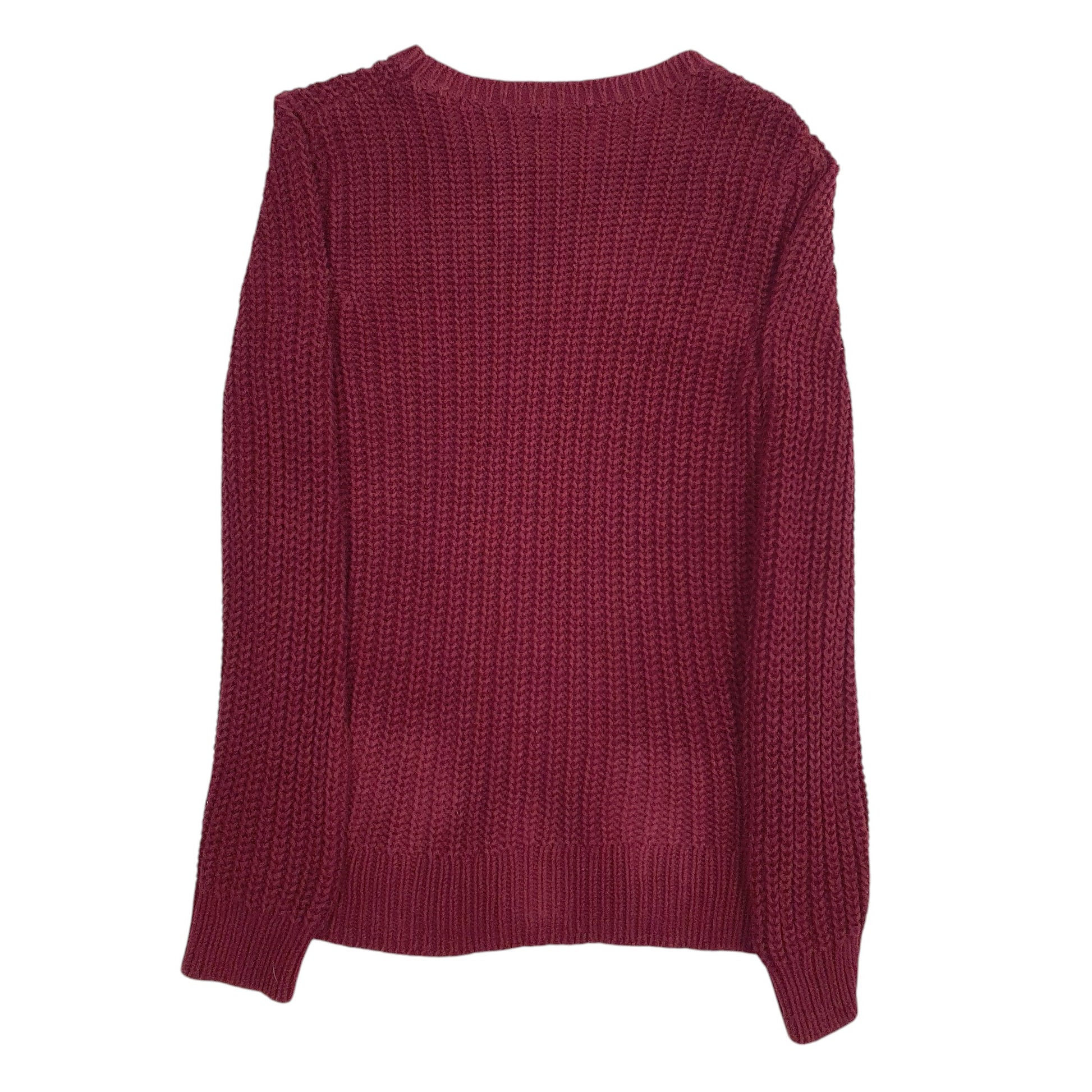 Womens Burgundy Nautica Knitwear Cable Knit Crewneck Jumper