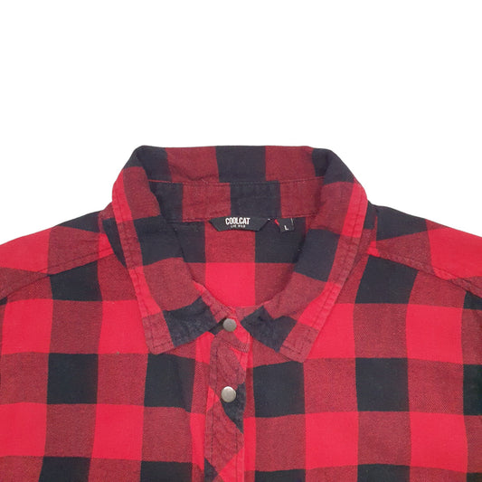 Mens Red Cool Cat  Long Sleeve Shirt