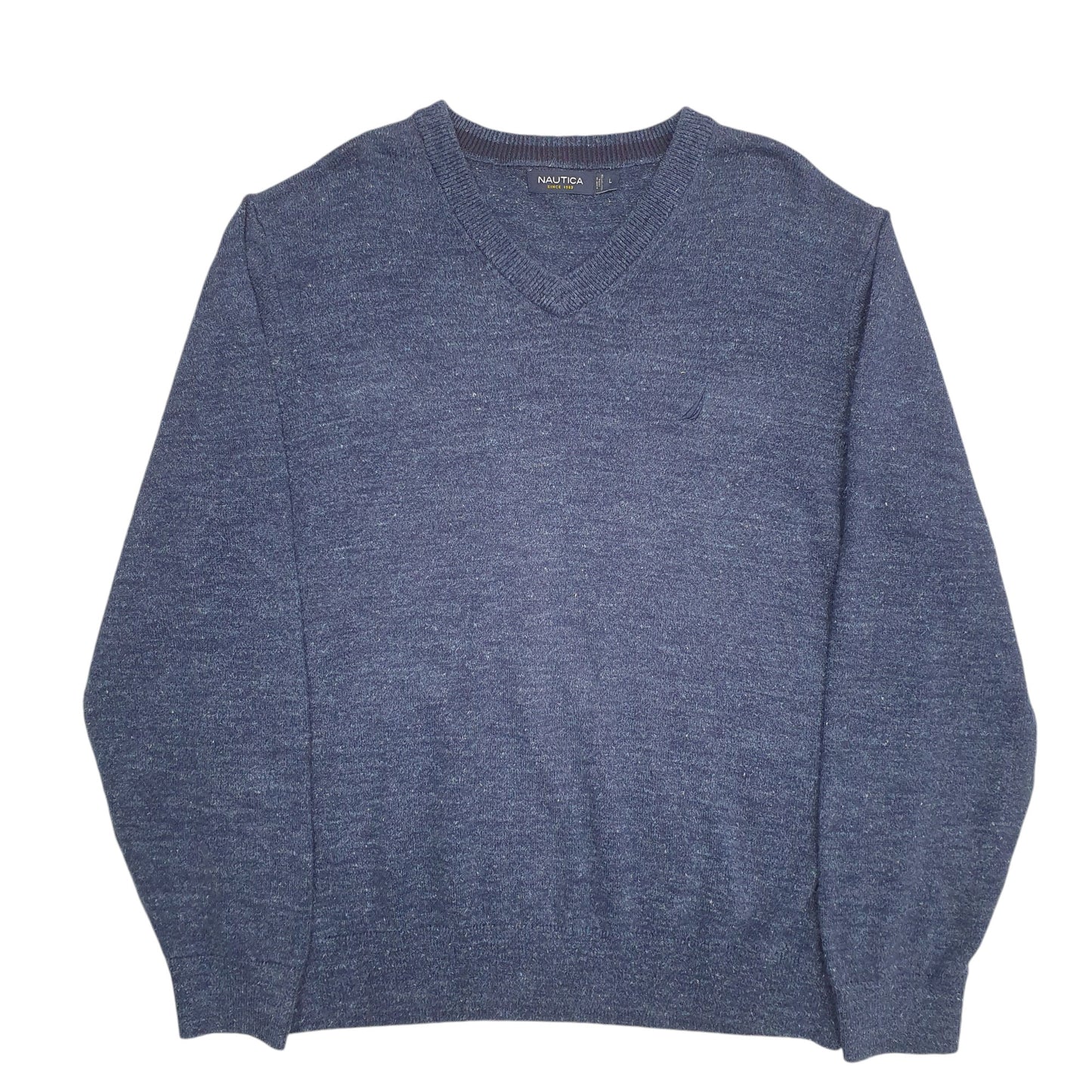 Mens Blue Nautica Knit V Neck Jumper