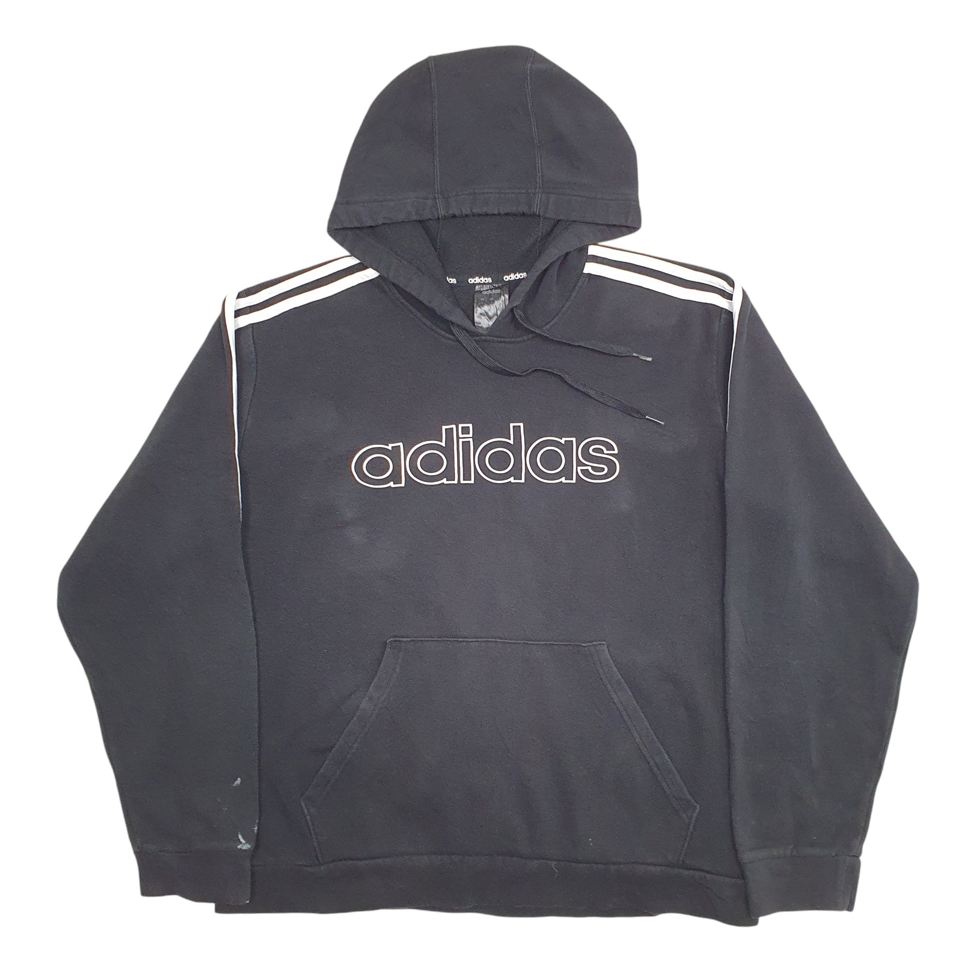 Mens Black Adidas Spellout Hoodie Jumper