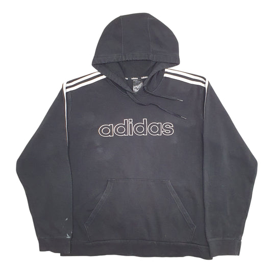 Mens Black Adidas Spellout Hoodie Jumper