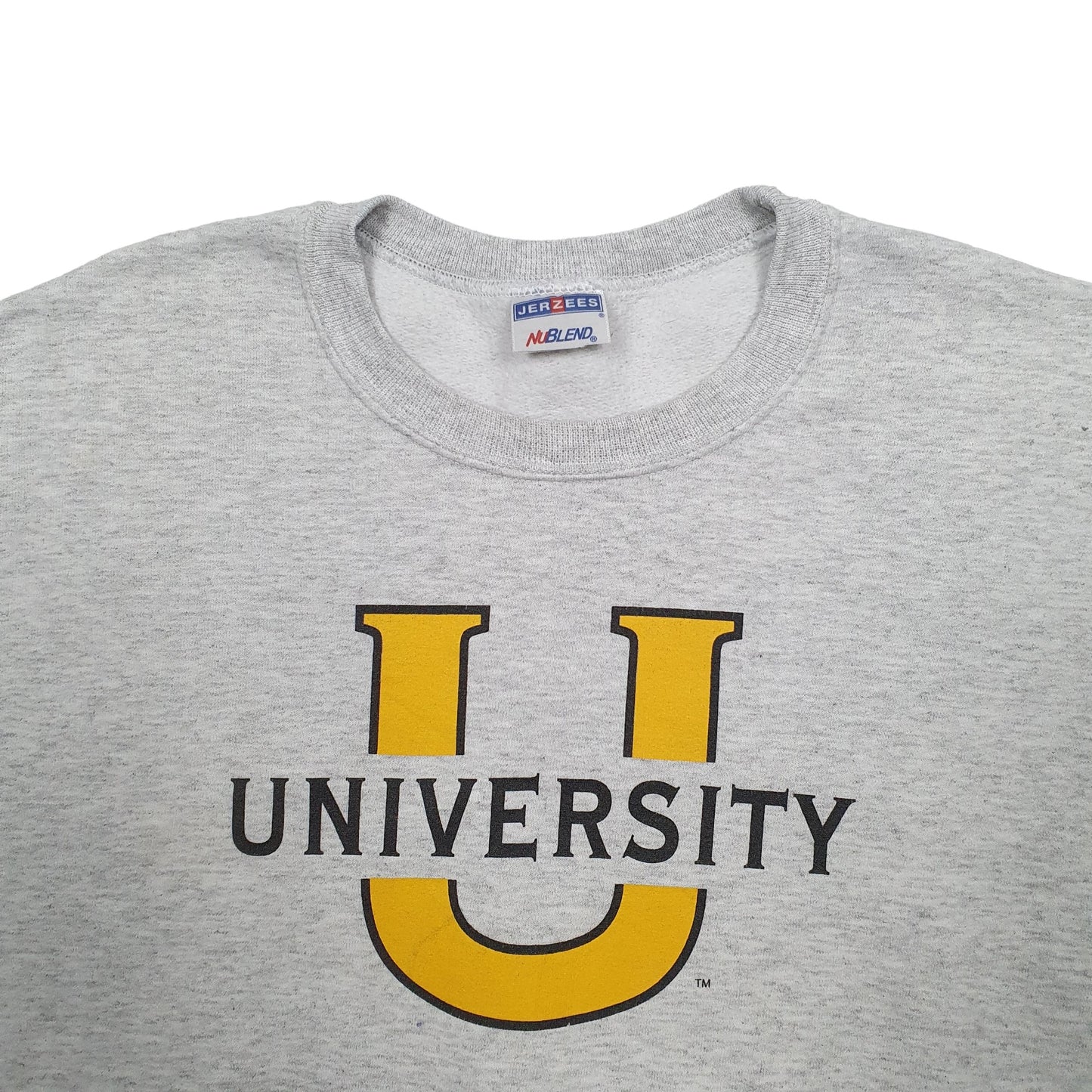 Womens Grey Jerzees University Spellout Crewneck Jumper