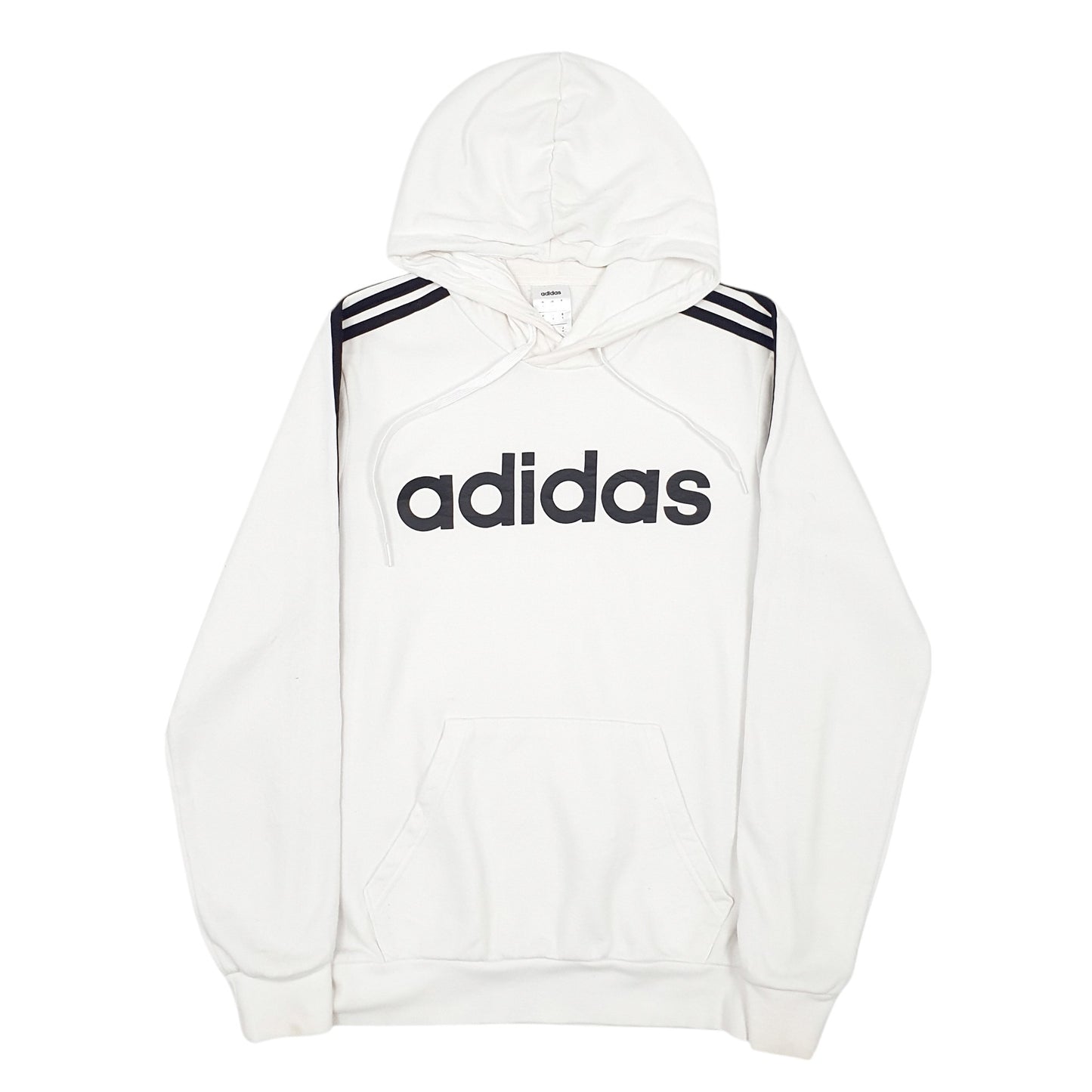 Mens White Adidas Spellout Hoodie Jumper