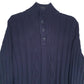 Mens Navy Nautica Cable Knit Knitwear Button Up Quarter Zip Jumper