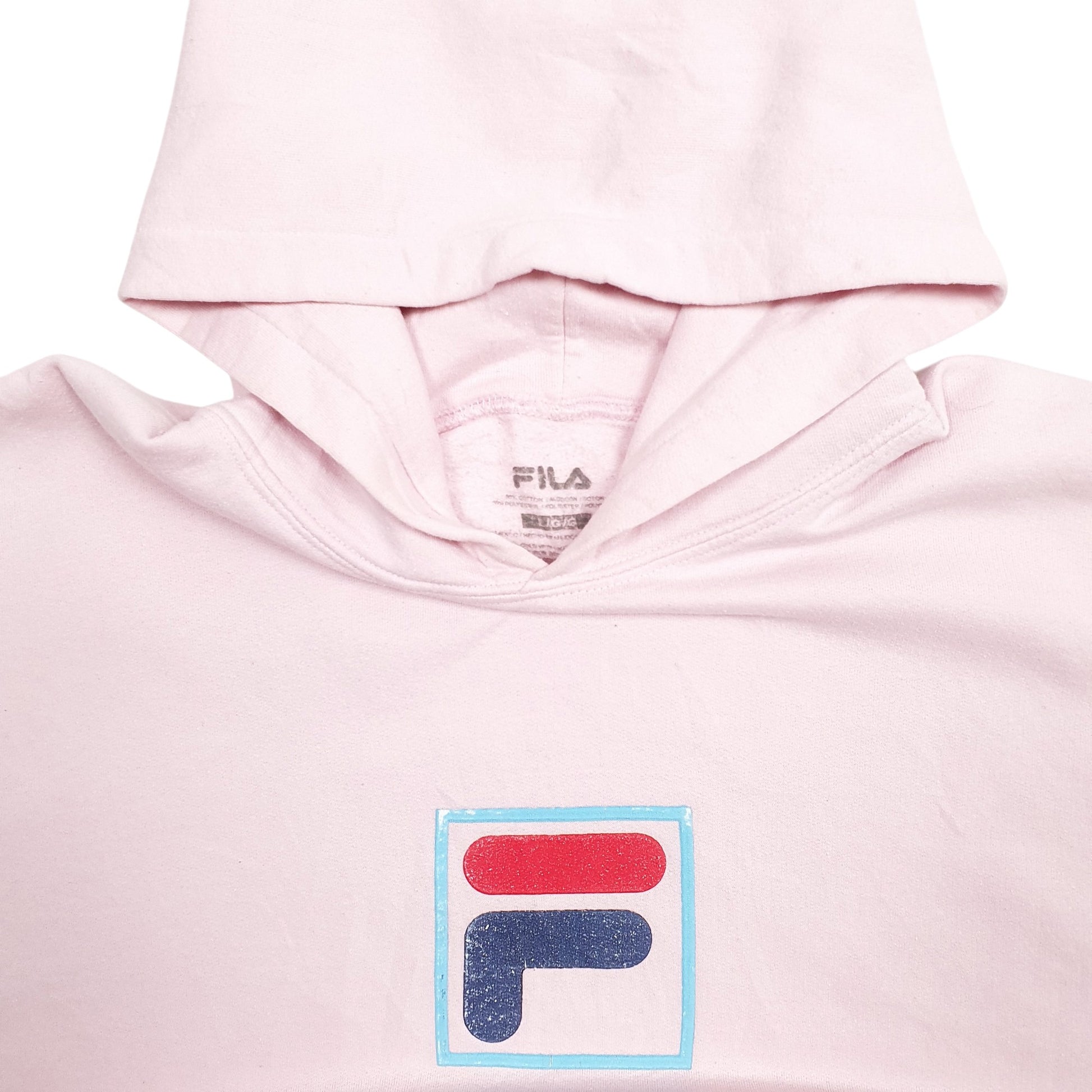 Mens Pink Fila Spellout Hoodie Jumper