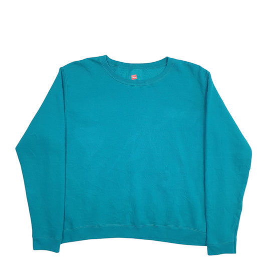Womens Turquoise Hanes  Crewneck Jumper