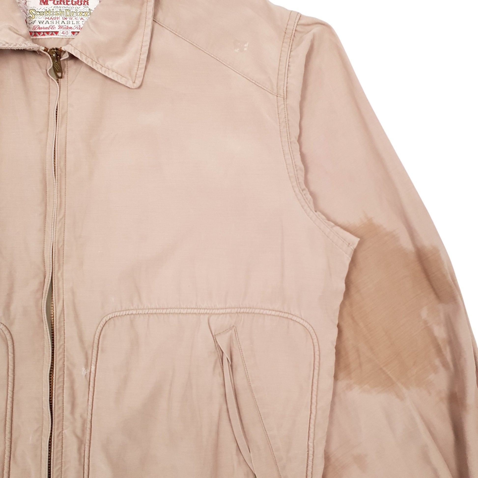 Womens Beige McGregor Vintage 50s 60s Made In USA Hoodie Coat