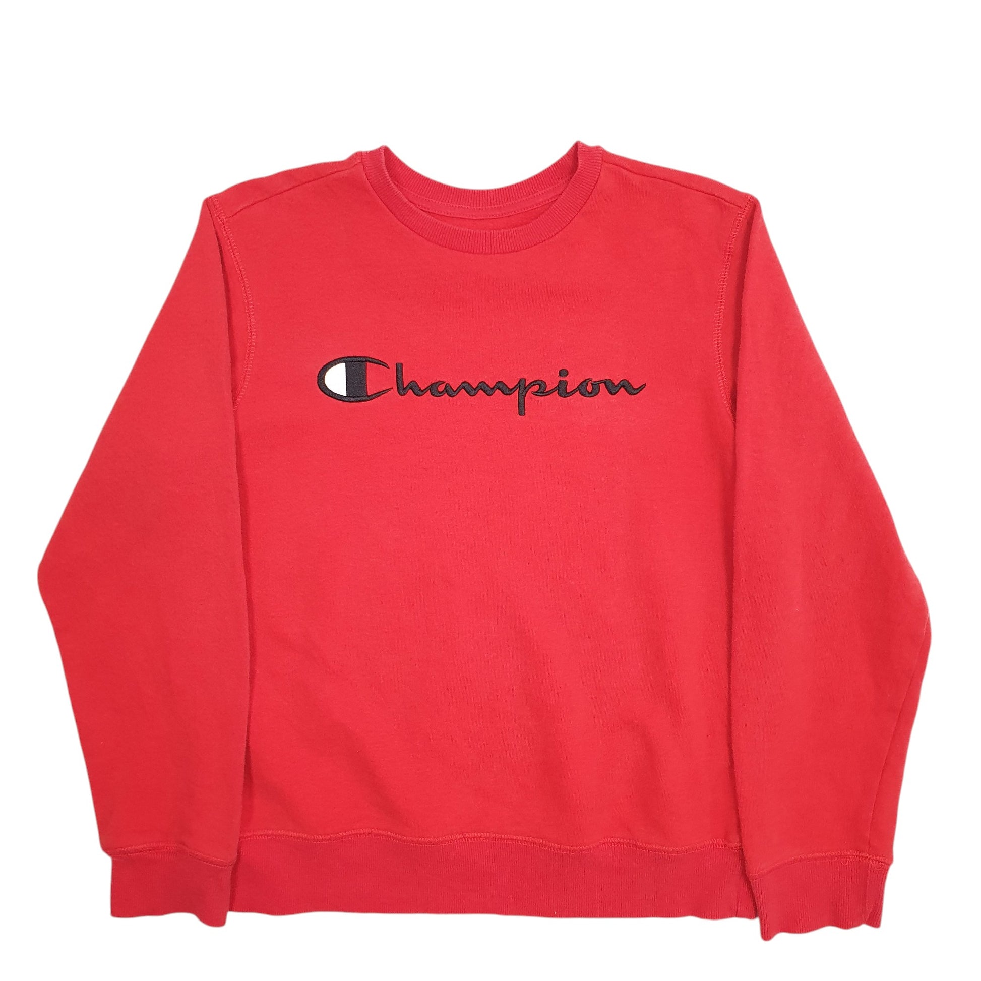 Womens Red Champion Spellout Crewneck Jumper