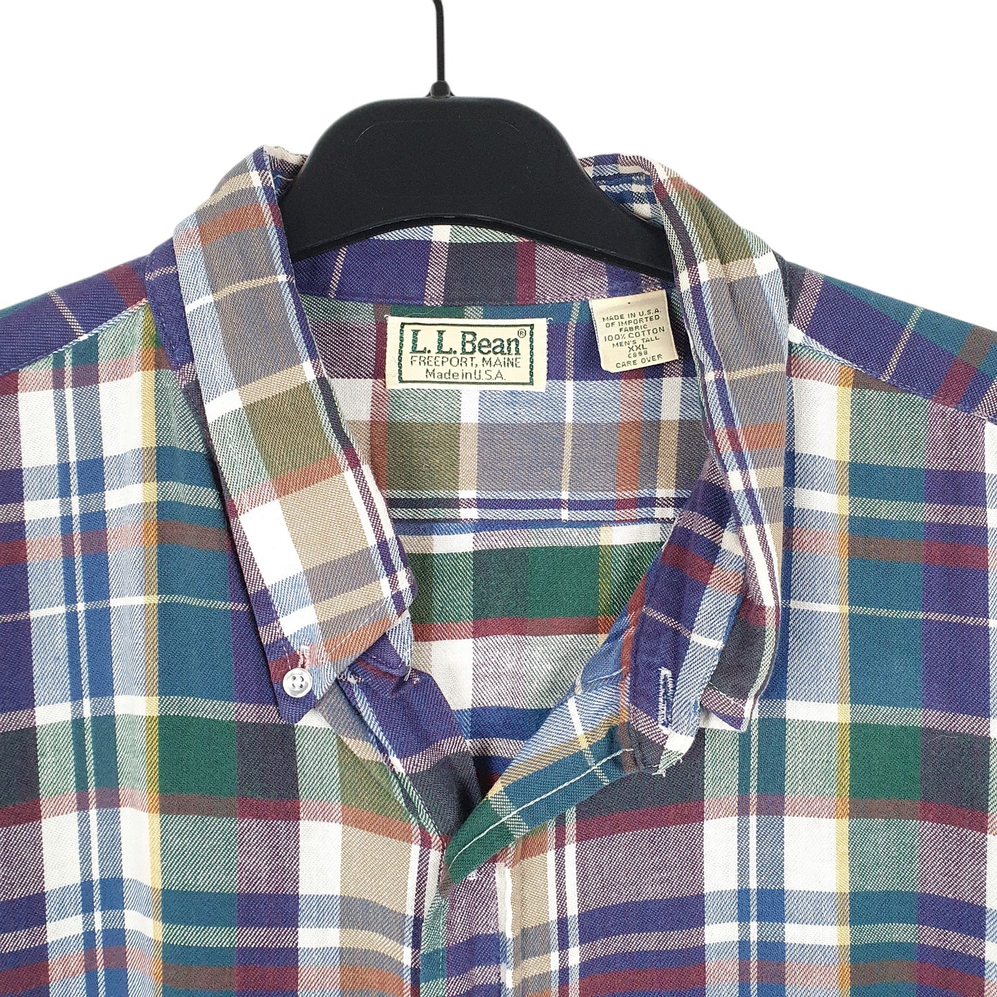 Mens Blue L.L.Bean Tall Vintage Made In USA Long Sleeve Shirt