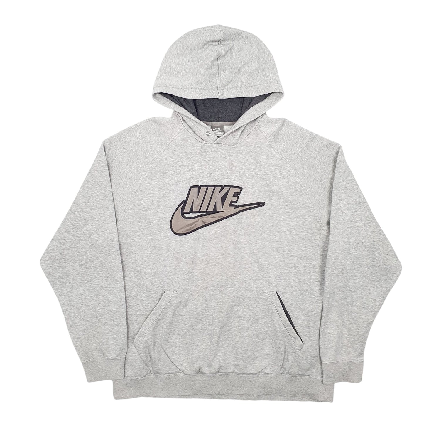 Mens Grey Nike Vintage 00s Spellout Hoodie Jumper