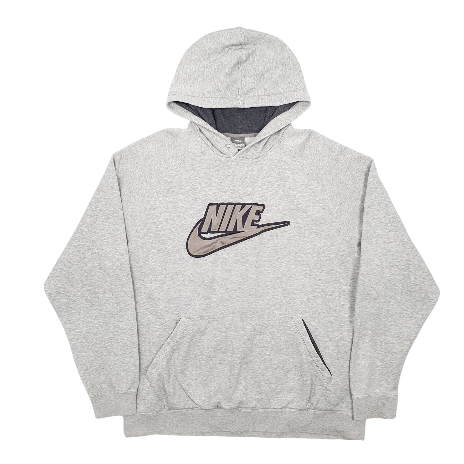 Mens Grey Nike Vintage 00s Spellout Hoodie Jumper