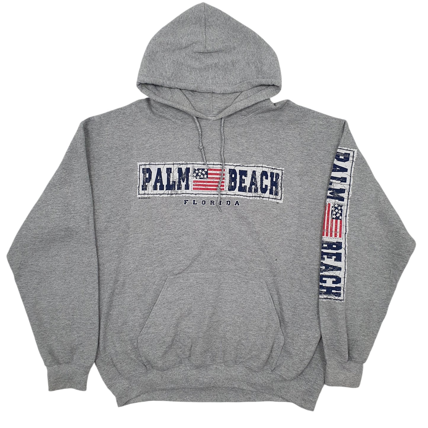 Mens Grey Gildan Palm Beach Florida USA Hoodie Jumper