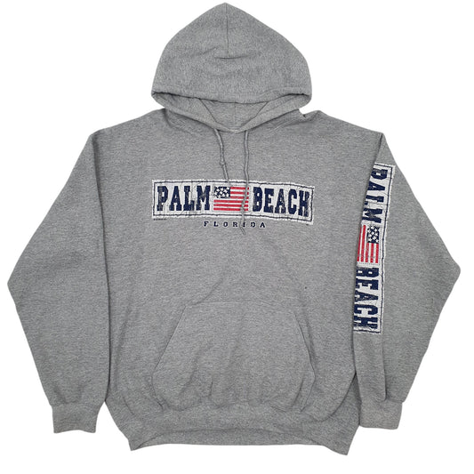 Mens Grey Gildan Palm Beach Florida USA Hoodie Jumper