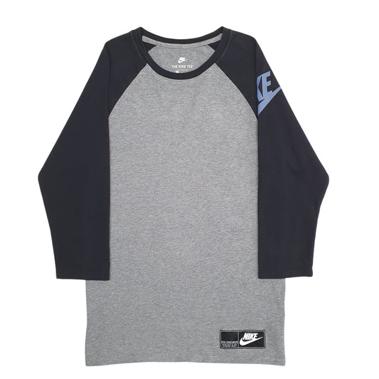 Mens Grey Nike Raglan Long Sleeve T Shirt