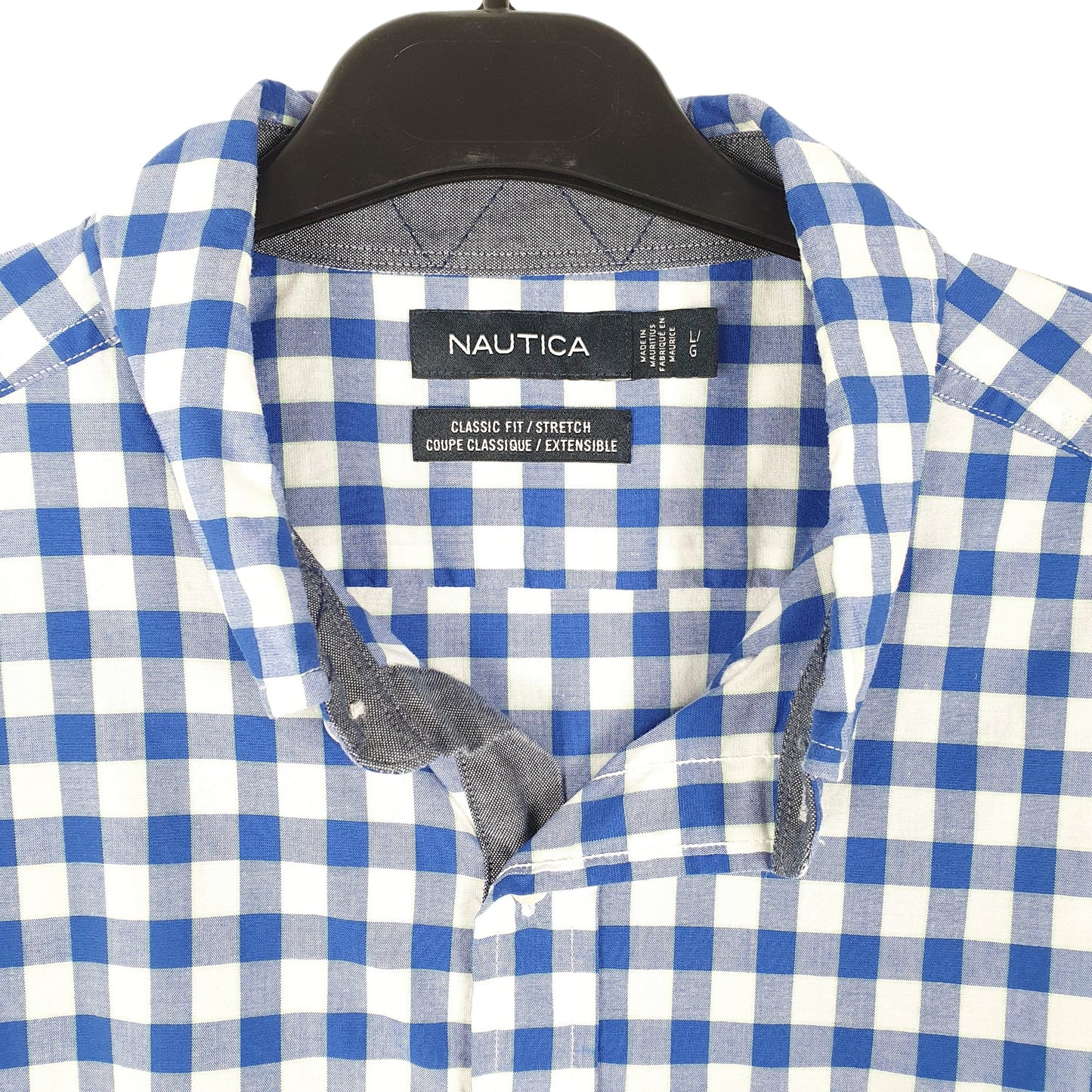 Mens Blue Nautica Stretch Short Sleeve Shirt