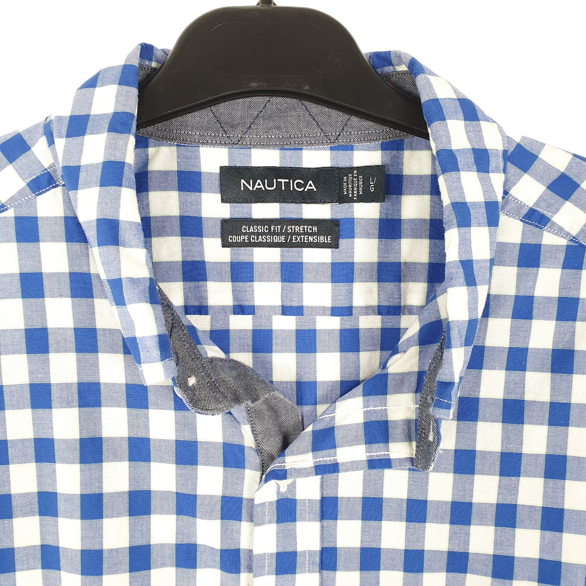 Mens Blue Nautica Stretch Short Sleeve Shirt