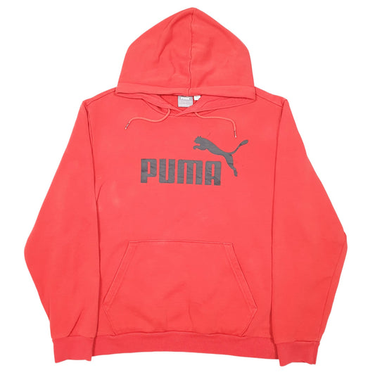 Mens Red Puma Spellout Hoodie Jumper