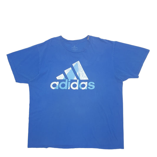Mens Blue Adidas Spellout Short Sleeve T Shirt
