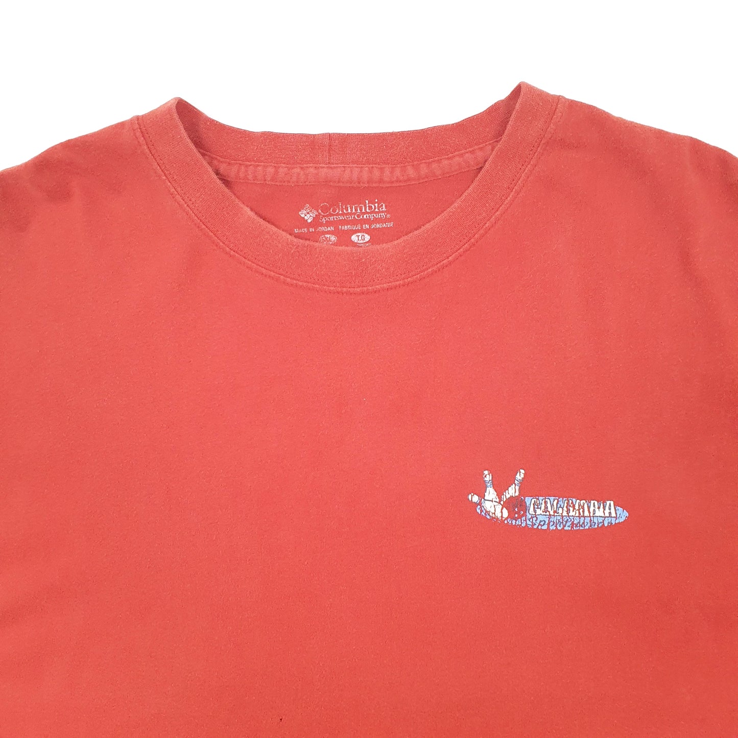 Mens Red Columbia Sportswear Bowling Fishing Vintage Short Sleeve T Shirt