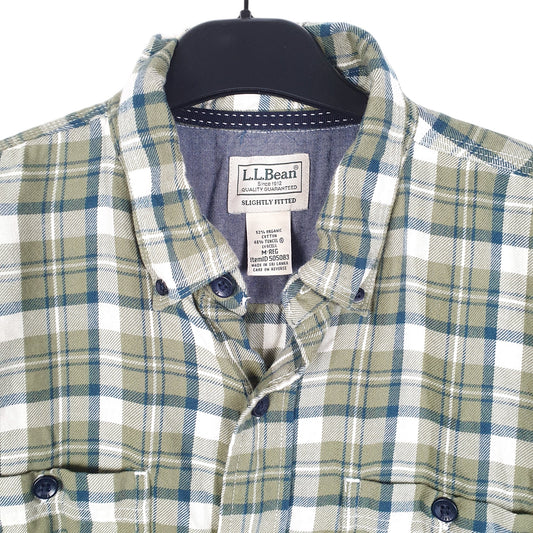 Mens Cream L.L.Bean Slightly Fitted Flannel Long Sleeve Shirt