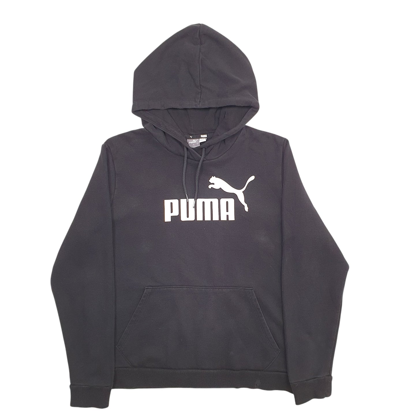 Womens Black Puma Spellout Hoodie Jumper