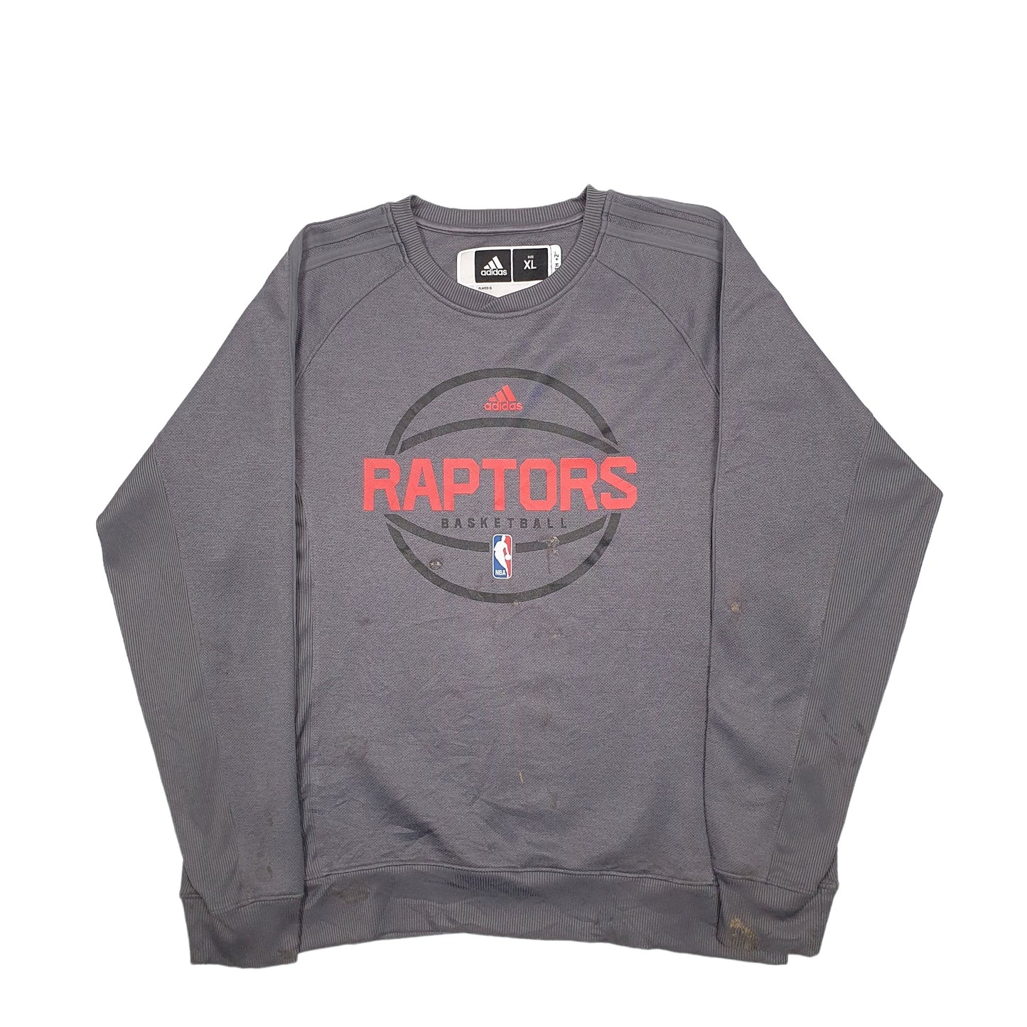 Mens Grey Adidas Raptors NBA Toronto  Basketball Crewneck Jumper