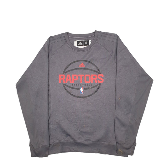 Mens Grey Adidas Raptors NBA Toronto  Basketball Crewneck Jumper