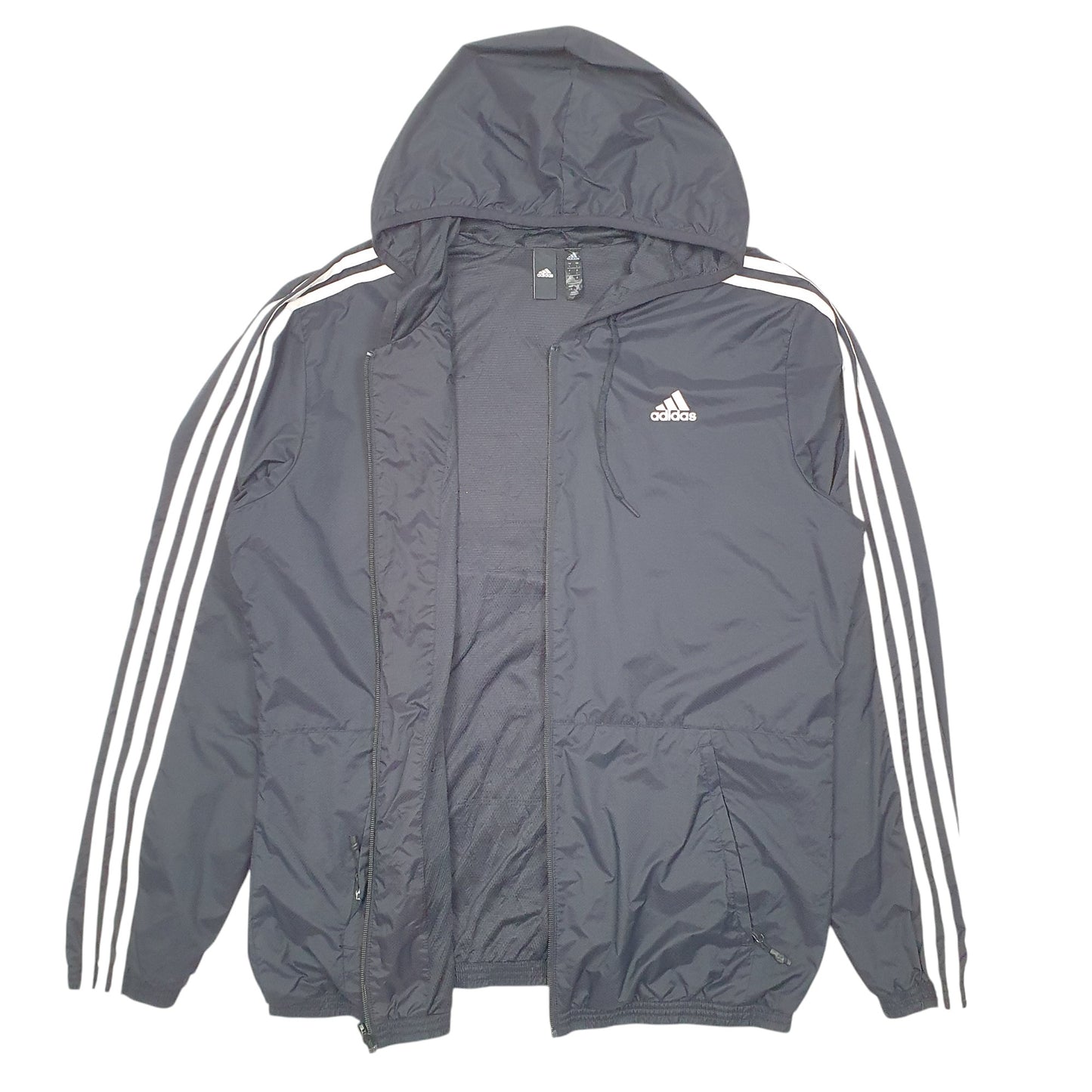 Mens Black Adidas Hooded Lightweight  Coat